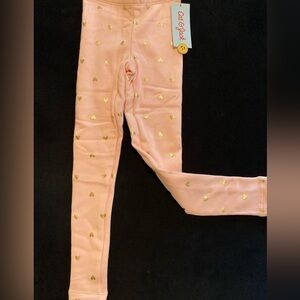 Cat And Jack Pink Leggings With Gold Hearts Cozy 4/5 Thick Fleece Lined